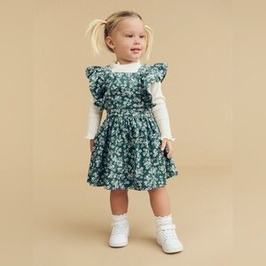 Huxbaby Peek A Boo Bunny Corduroy Dress Spruce